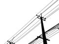 BlackÃ¢â¬â¹ andÃ¢â¬â¹ whiteÃ¢â¬â¹ Electric Pole With Black Messy String Cable isolatedÃ¢â¬â¹ onÃ¢â¬â¹ whiteÃ¢â¬â¹ background